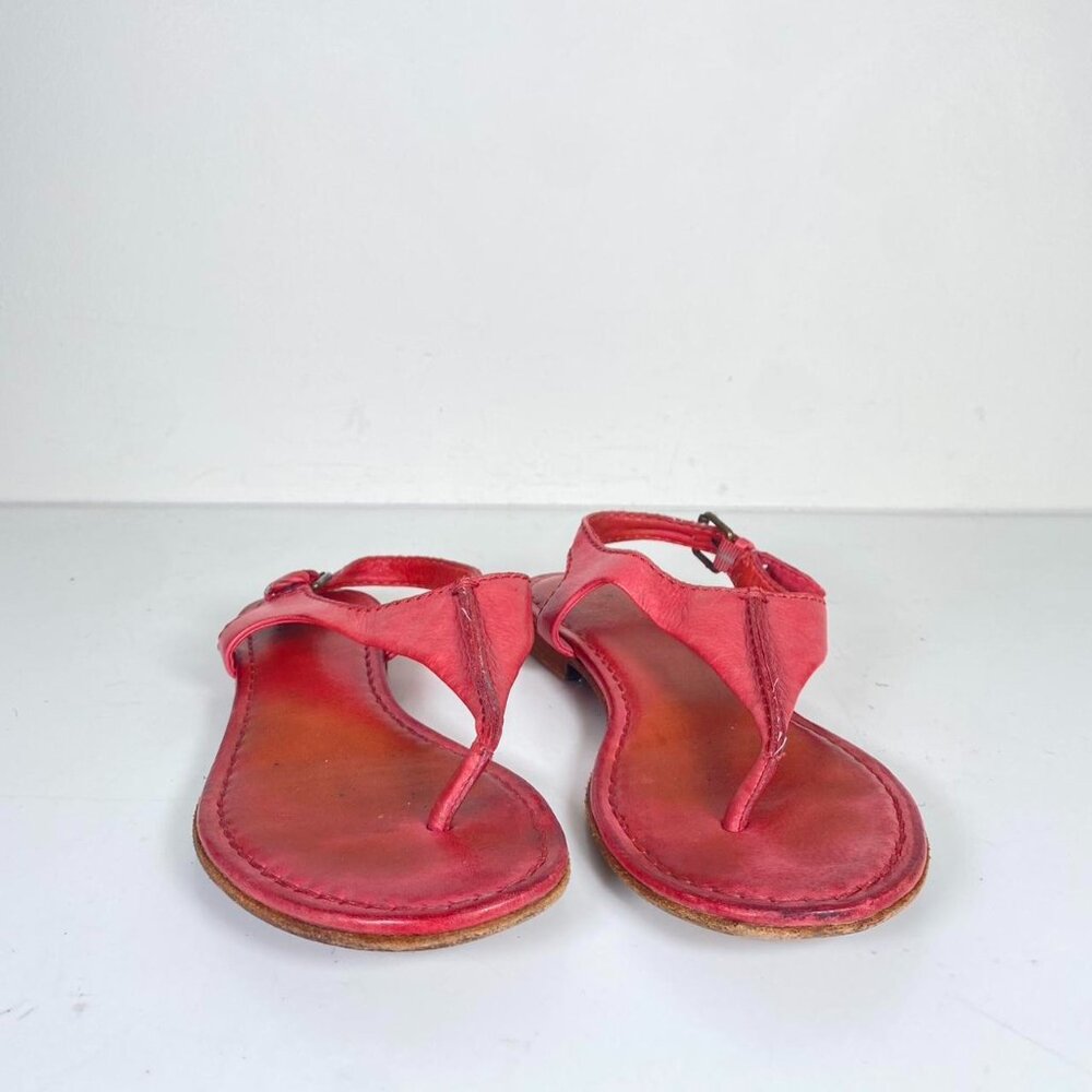 Red Leather Thong Sandals